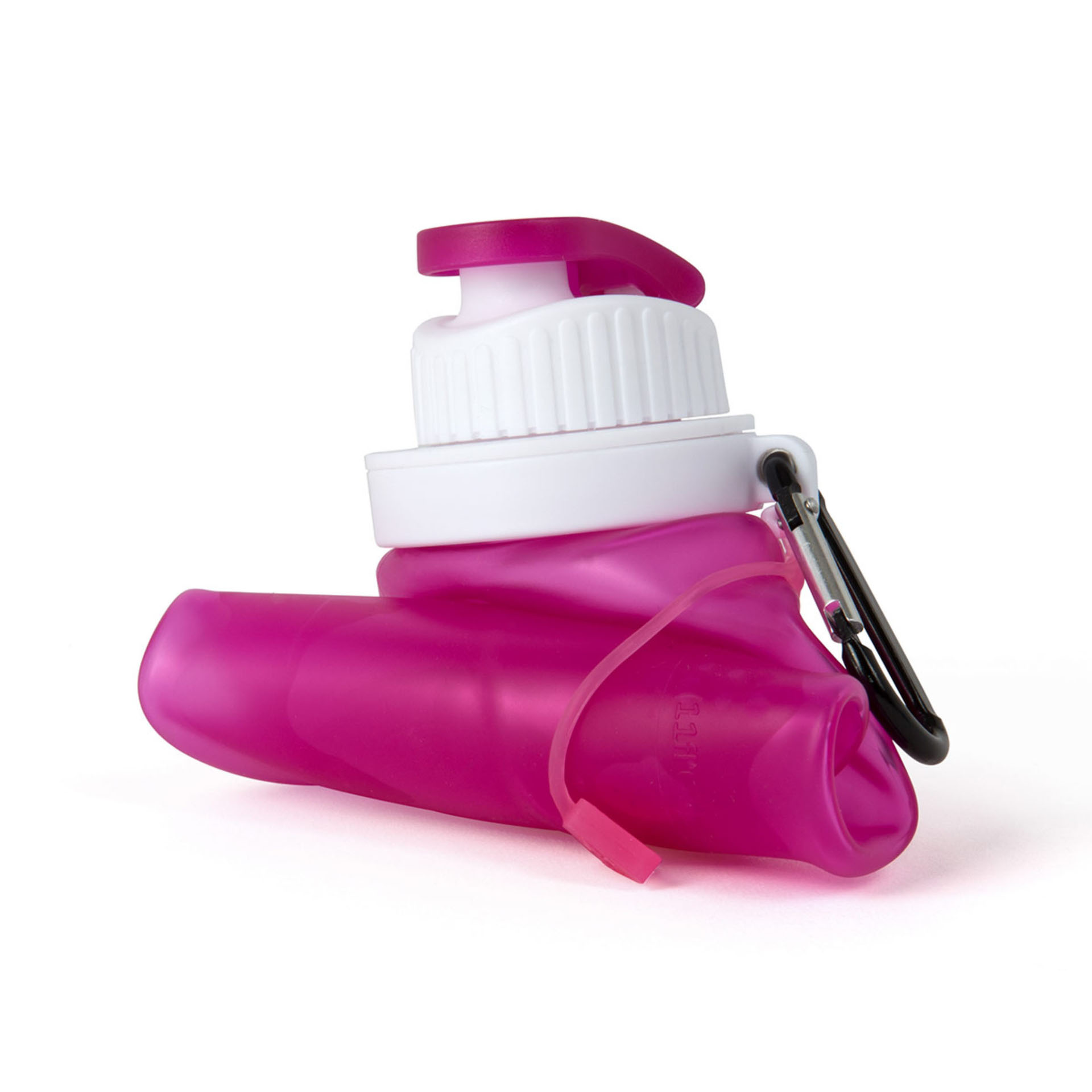 Bottiglia pieghevole in silicone con moschettone, 320 ml - Colore fuxia