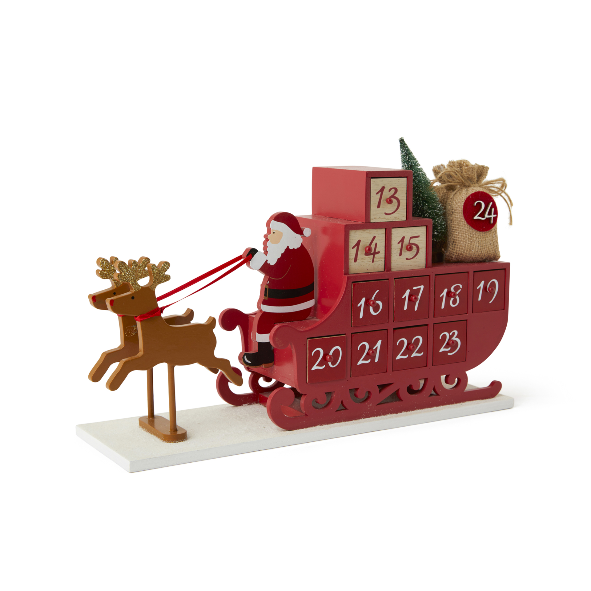 Calendario Avvento - Babbo Natale Su Slitta Con Renne, , large