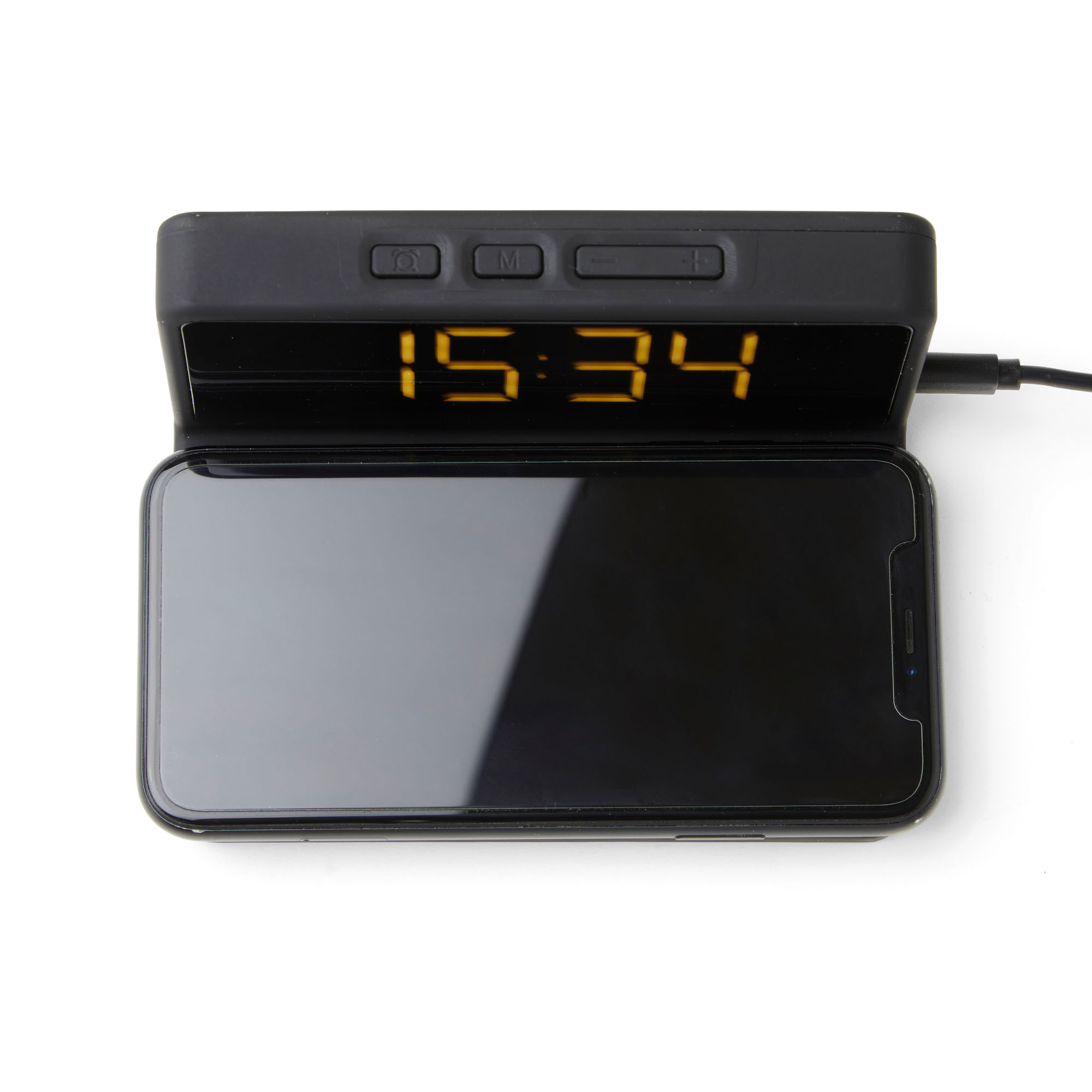 Stazione di ricarica con 4 funzioni: sveglia, calendario, termometro e  caricabatterie wireless DigiClock 