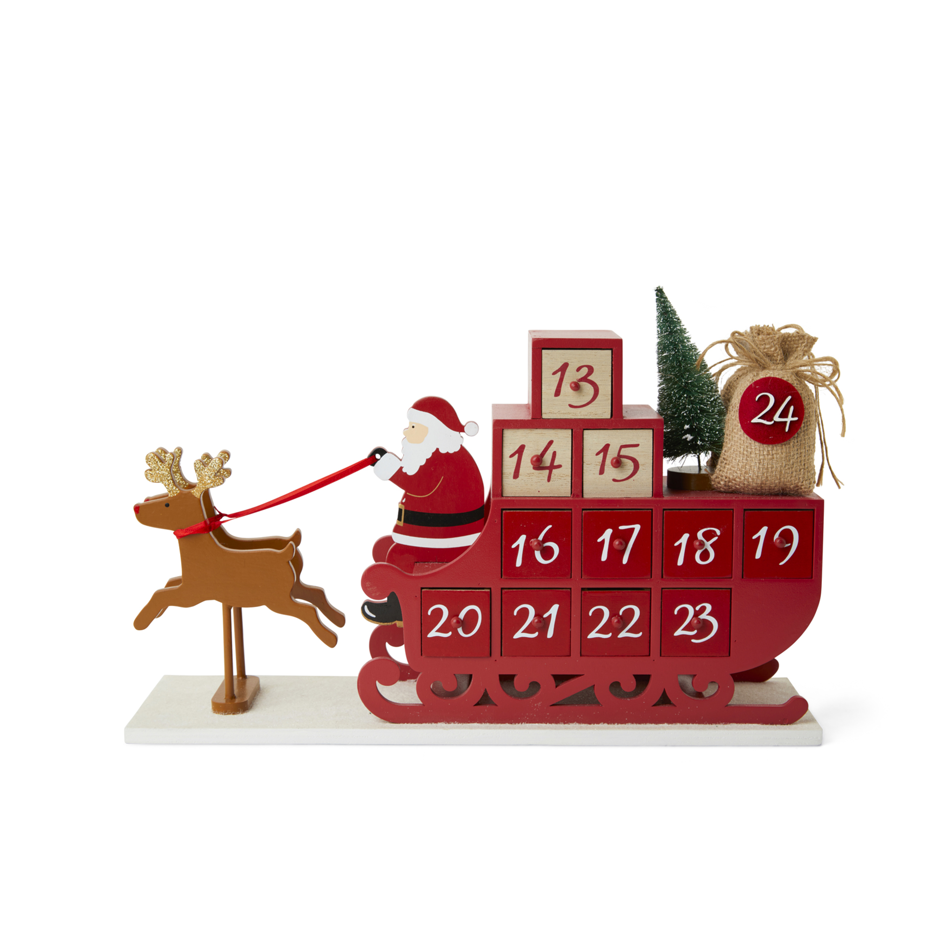 Calendario Avvento - Babbo Natale Su Slitta Con Renne, , large