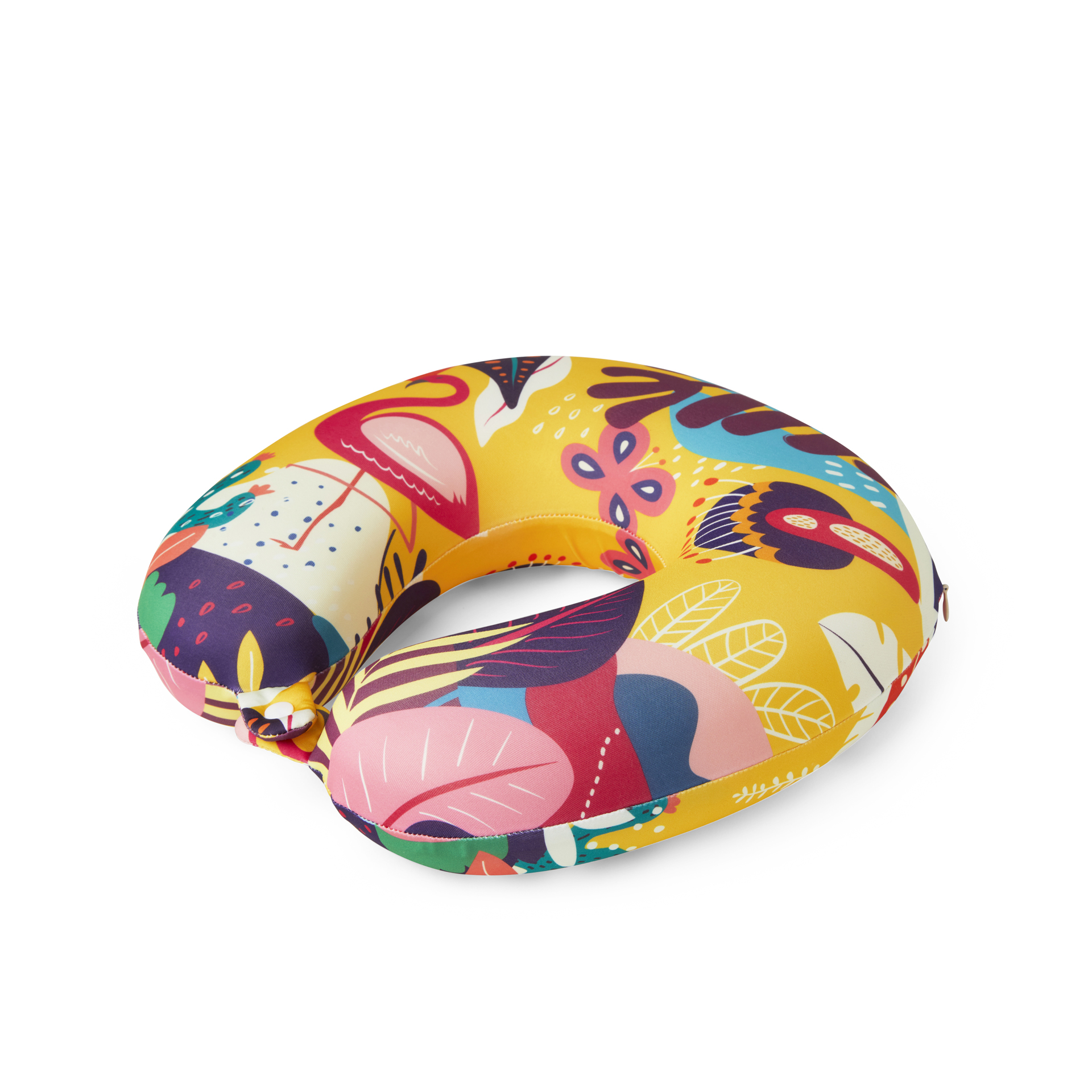 Cuscino Da Viaggio In Memory Foam - Jungle Flamingo, , large