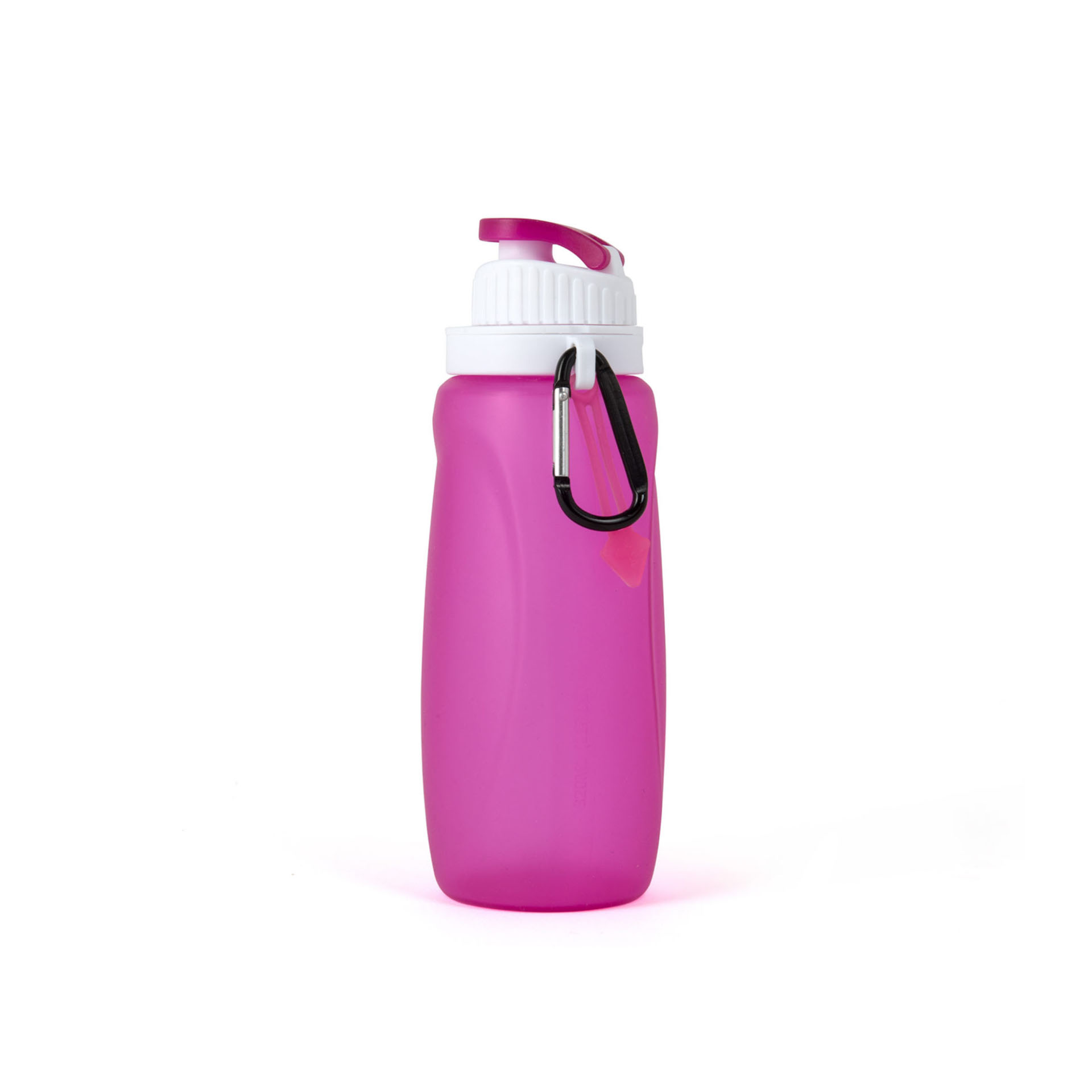 Bottiglia pieghevole in silicone con moschettone, 320 ml - Colore fuxia